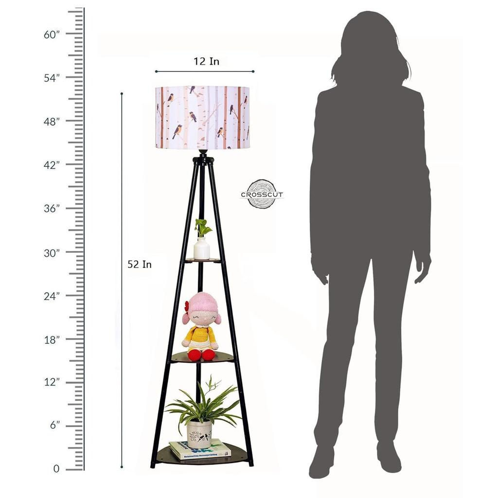 Furniture Printed Floor Lamp with 3 Shelves