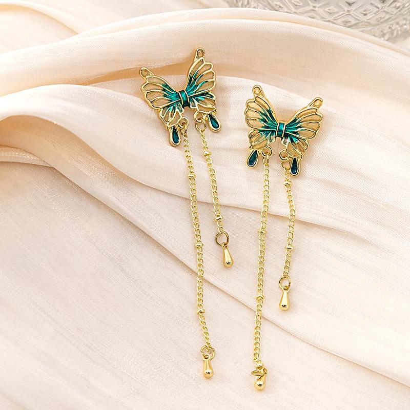 

Роскошные винтажные полые серьги-бабочки с асимметричными цепочками-кисточками