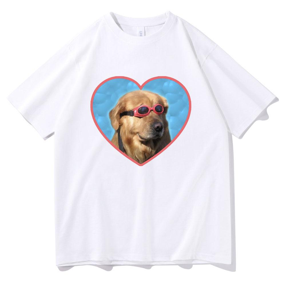 Doggo Golden Retriever Love Sunglasses Print Tshirt Swimmer Dog Graphic T-shirts Funny Women Fashion Casual T Shirt Personality