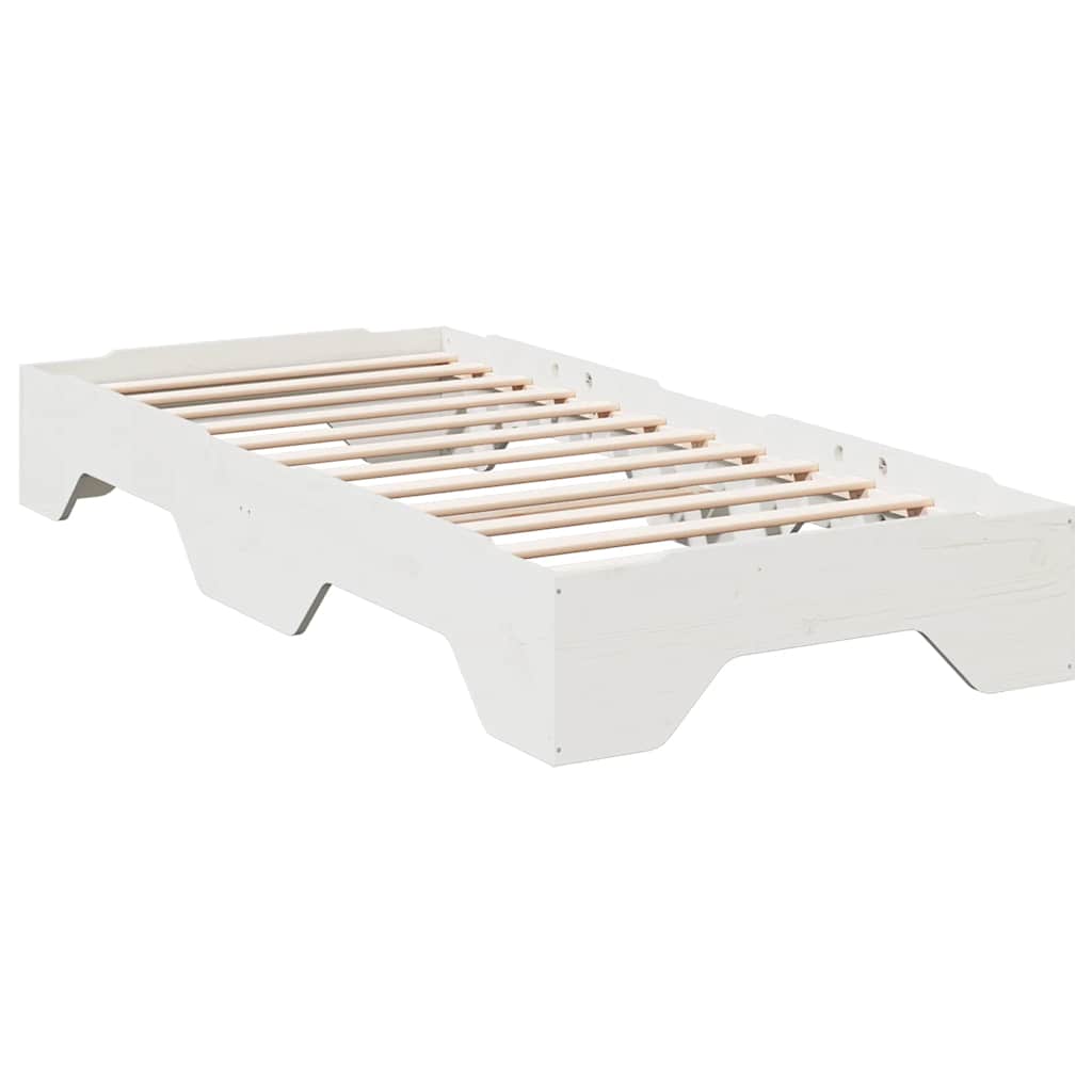Solid Wood Bed Frame without Mattress Stackable White 90x190 cm