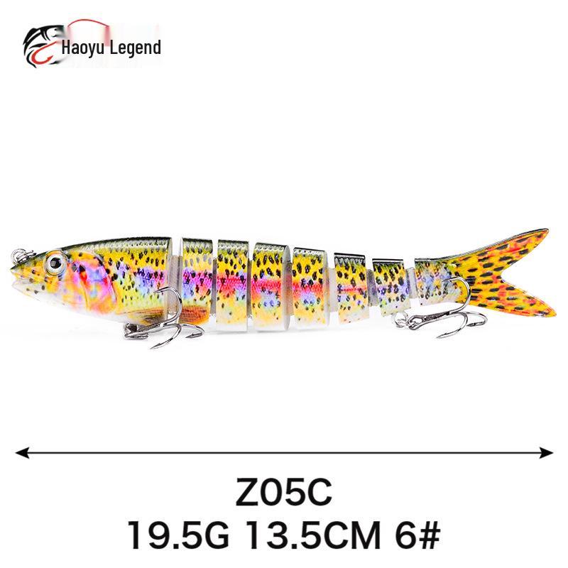 8-Section Multi-Jointed Lure, 13.5cm, Freshwater & Sea Fishing, Long Cast Hard Bait