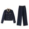 Early spring denim suit women's new spring and autumn fashion casual color matching design two-piece set