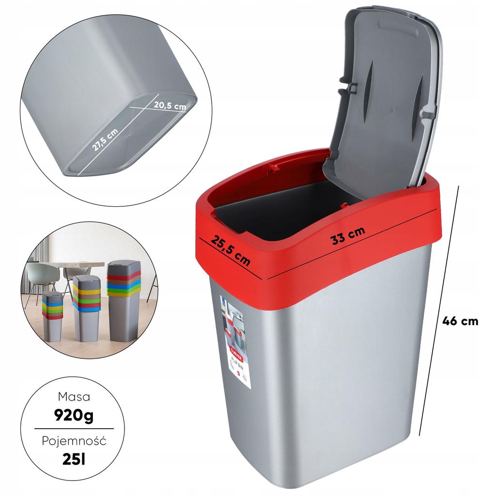 CURVER Koš na odpadky Nádoba 25 L Červená