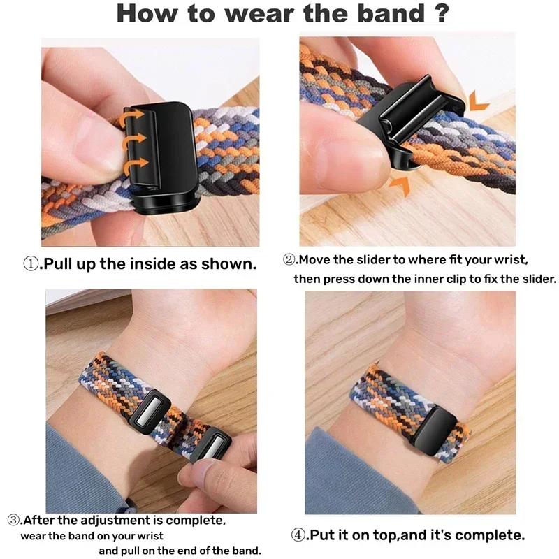 Braided Band for Apple Watch Strap 44mm 40mm 45mm 46mm 49mm 41 42 38 Magnetic Nylon Bracelet iWatch Series Se 7 6 8 9 10 Ultra 2