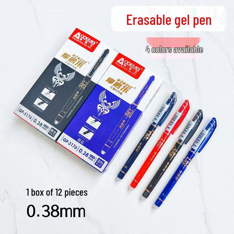 3176 Transparent Erasable Gel Pen - 0.38mm Blue, Red & Black Ink, for Office and Student Use