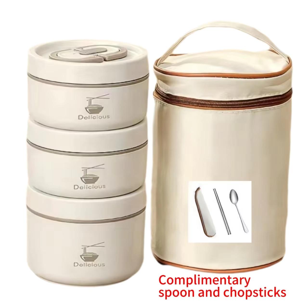 

Insulated lunch box office worker portable lunch box microwave heatable multi-layer stainless steel student lunch box with meal