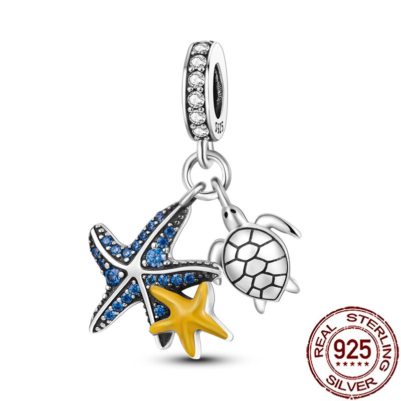 Uroki Oceanu Miedziana Rozgwiazda Muszla Ślimaka Ośmiornica Żółw Morski Ryba Koraliki Pasują do Bransoletki Naszyjnika Kobiety DIY Biżuteria