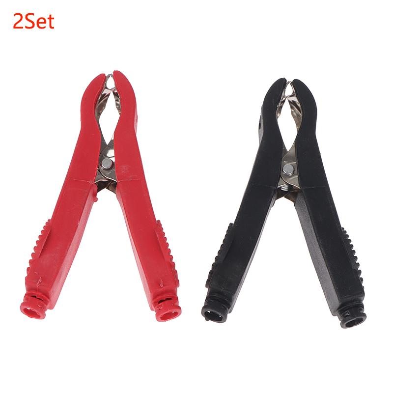 2PCS 50A Red Black 75mm Insulation Fully Enclosed With Fuse Electrician Test Clip Battery Test Lead Clip Alligator Clip