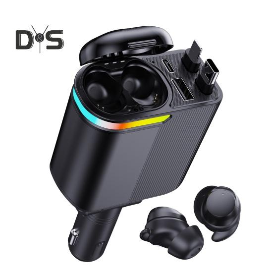 

Автомобильное зарядное устройство со свободной регулировкой, совместимые с Bluetooth 5.0 наушники, PD3.0, быстрая зарядка, 4 порта USB Type-C чёрный