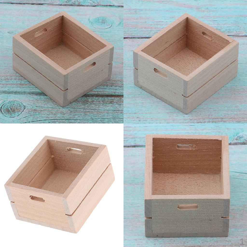 

3 шт. Миниатюрная корзина для кукольного домика, деревянный ящик для хранения овощей / Масштаб 1/12, украшения для кукольного домика