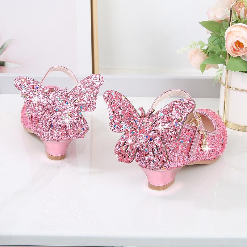 2025 neue koreanische Kristall Pailletten Prinzessin Schuhe für Mädchen mit weichen Ledersohlen