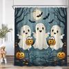 White Ghost Halloween Spectre Shower Curtain Pumpkin Lanten Spooky Happy Halloween Bathroom Decor Polyester Fabric Bath Curtain