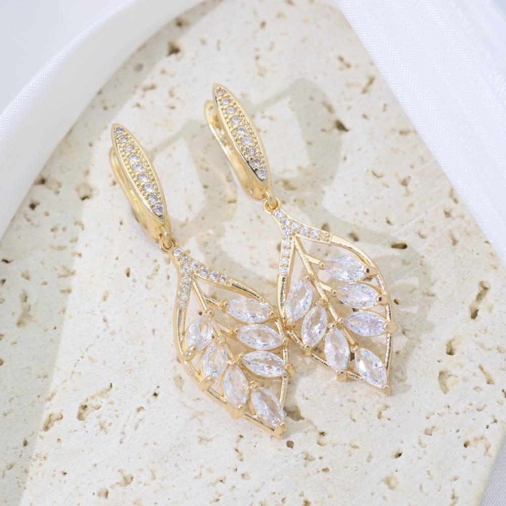 1 Paio Orecchini Pendenti Moda Foglie per Donna Gioielli in Zirconia Cubica Accessori Quotidiani per Feste