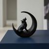 3D Printed Howling Wolf Statue, Wolf On Moon Figurine, Black Wolf Sculpture for Home Office Study Room Desktop Decor