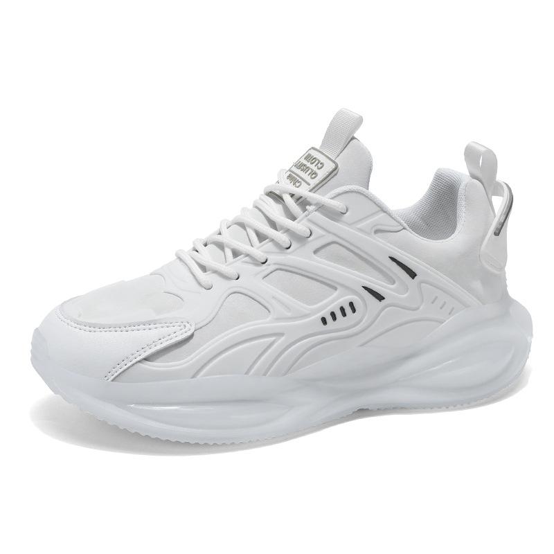 Large size leather surface TPU men's shoes popcorn air cushion soft sole sports shoes breathable thick sole men's casual shoes