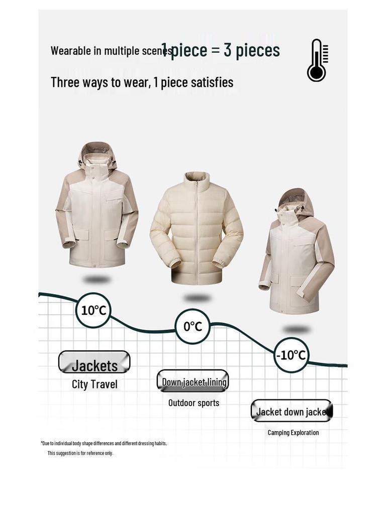 Xuezhongfei Unisex 3-in-1 Down Jacket