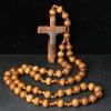 Holzperlen Kreuz Rosenkranz Wanddekoration