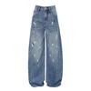 Women's Ink Splash Paint Graffiti Wide-Leg Jeans, 2026 Spring/Autumn High Street Style, Loose Straight-Leg Pants