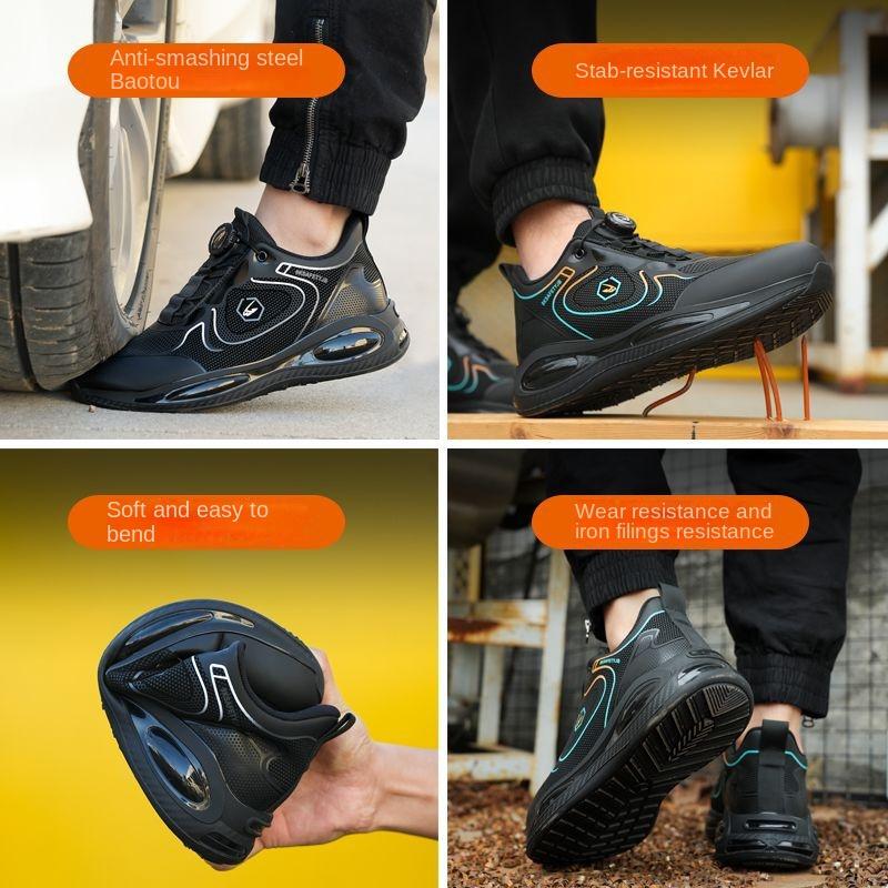 Labor Insurance Shoes Men's Rotating Button Safety Shoes, Anti-smashing and Anti-piercing Work Shoes