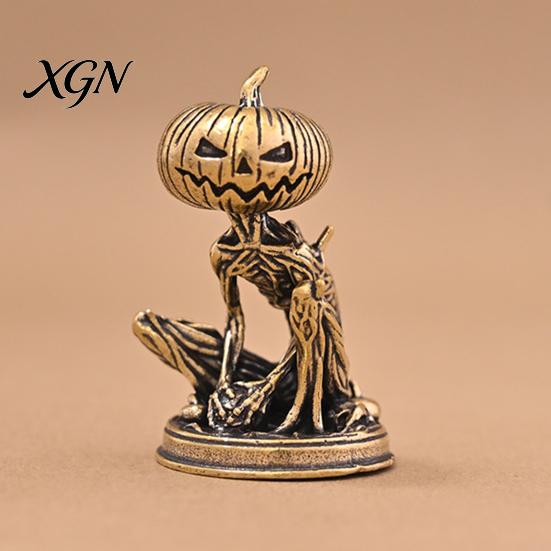 Creative Tea Pet Accessories Solid Brass Pumpkin Monsters Figurine, Distressed Statue, Vintage Skeleton Small Decorative Sculptures Sculpture