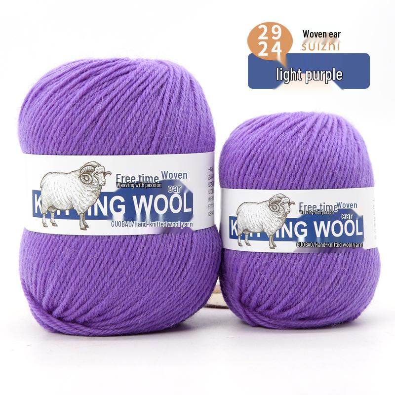 Wool Yarn Hand-Knitted Sweater Scarf Hat - Pure Color Four-Strand Yarn Ball