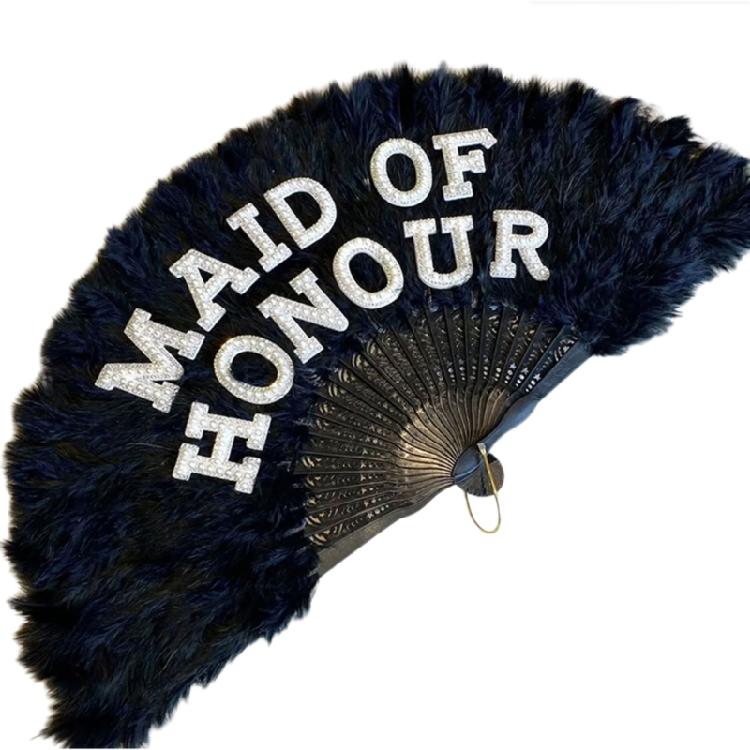 Feathered Folding Fan Feathered Hand Fan Dance Fan Bridesmaid Fan Foldable Hand Fan for Women Wedding Party Photography