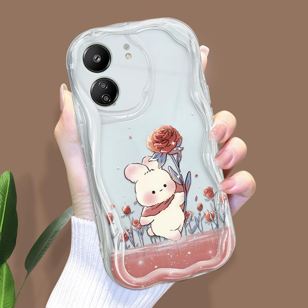 Cute Cartoon Pattern Cream Texture Casing Wavy Edge Soft Silicone Cover Phone Case for Xiaomi Redmi