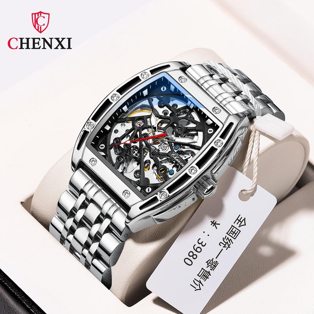 Stainless Steel Watch Case CHENXI Men Skeleton Japan Movement Watches Men's Bracelet Automatic Mechanical Male Wrist Watch