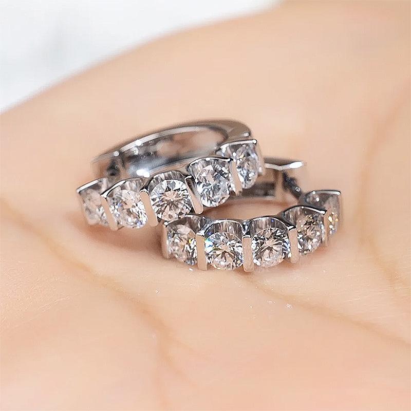 Simple Moissanite Diamond Hoop Earring 100% Real 925 Silver Party Wedding Earrings for Women Engagement Jewelry Gift