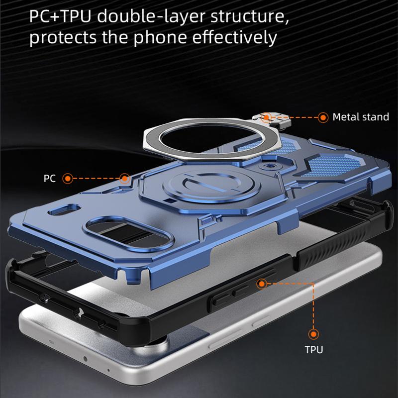 KEYSION Shockproof Magnetic Case for OnePlus Nord 4 5G Upright Live Metal Ring Stand Phone Back Cover for One Plus 1+ Nord 4 5G