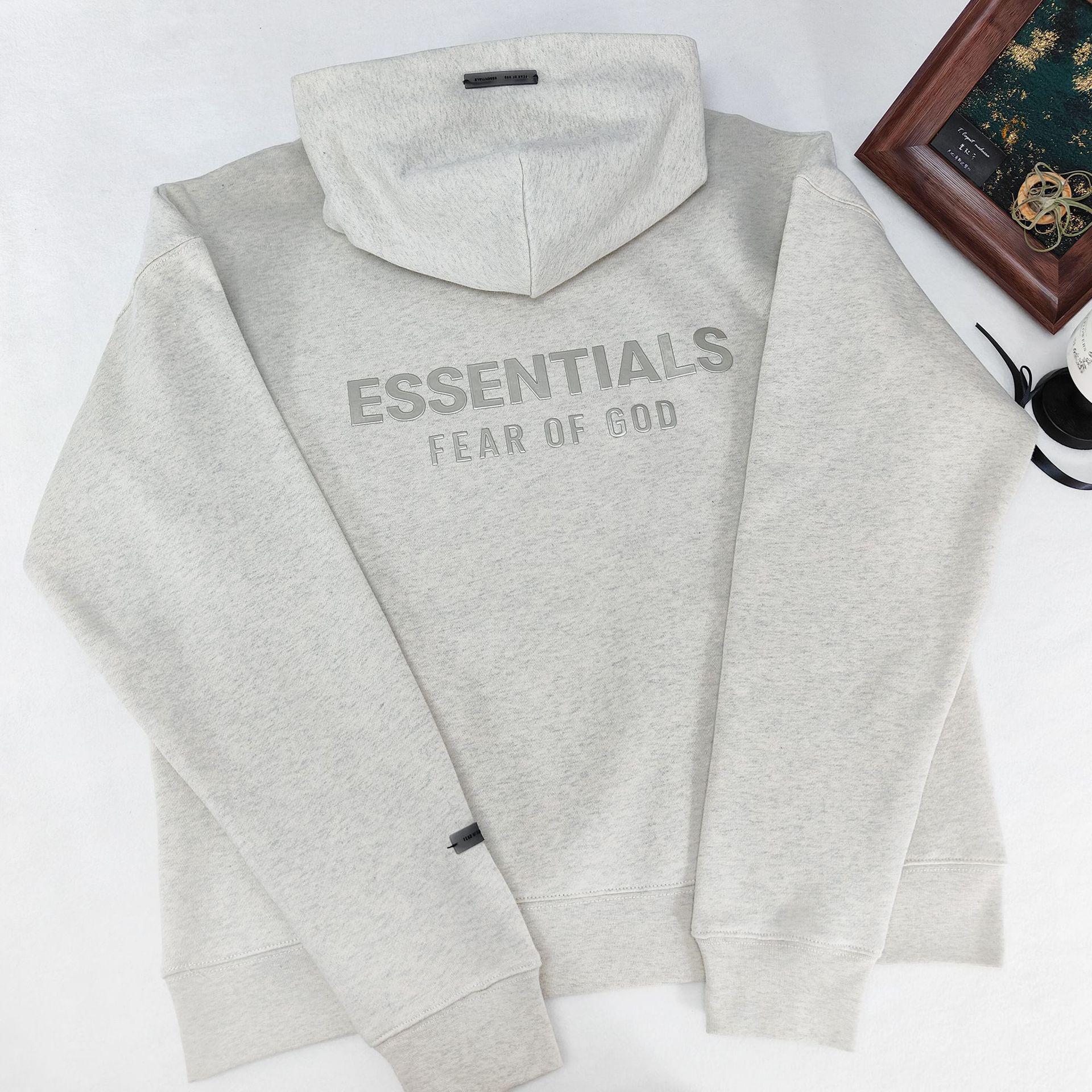 New ESS Metal Texture Fog Hoodie: Double-Stitched, Youthful & Trendy Casual Top for Couples XL (Up to 110 kg)