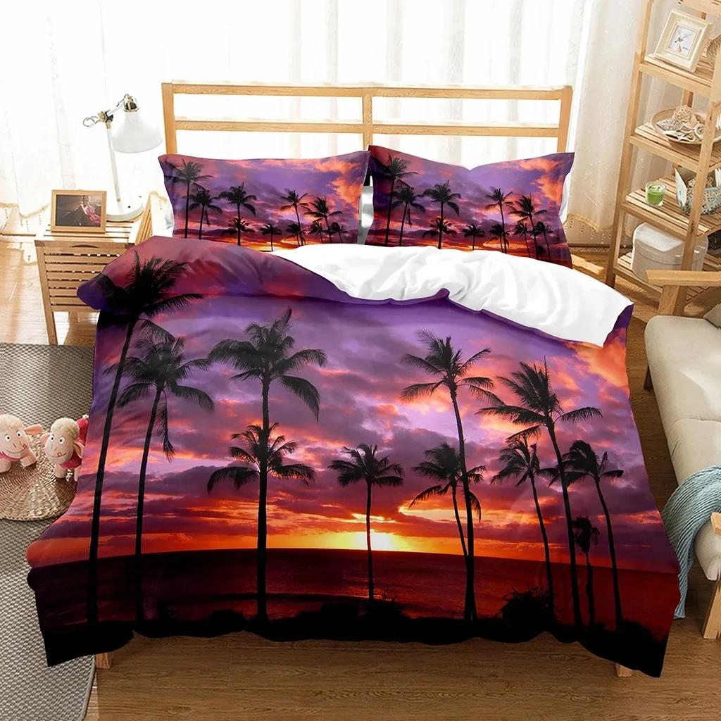 Hawaii Strand Meer Sommer Thema Bequemer Bettdeckenbezug Steppdecke Kissenbezug Bettwäscheset Kinder Schlafzimmer Dekoration Heimtextilien