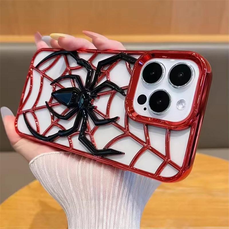 Fashion Hollowed-out Spider Cover For iPhone 16 Pro Max Heat Dissipation Breathable Case For iPhone 15 Pro 14 13 12 11 Soft Cass