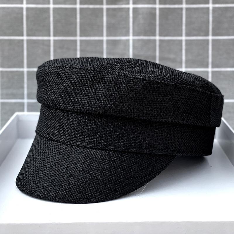 High Waist And Short Edge Show The Face Small Spring And Summer Breathable Imitation Cotton And Linen Flat Top Hat Men'S And Women'S Beret Cotton