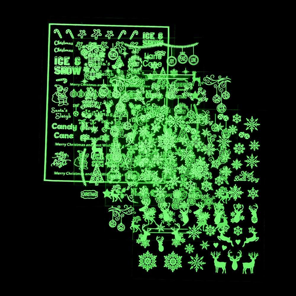 DIY Manicure Glow In The Dark Adhesive Decals 3D Luminous Nail Sticker White Snowflakes Christmas