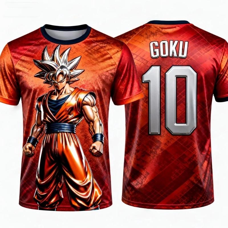 

2026 Summer Dragon Ball 3D T-shirt Oversized Goku Super Saiyan Comic Panel Print Breathable Gym Streetwear Unisex T-shirt XXS
