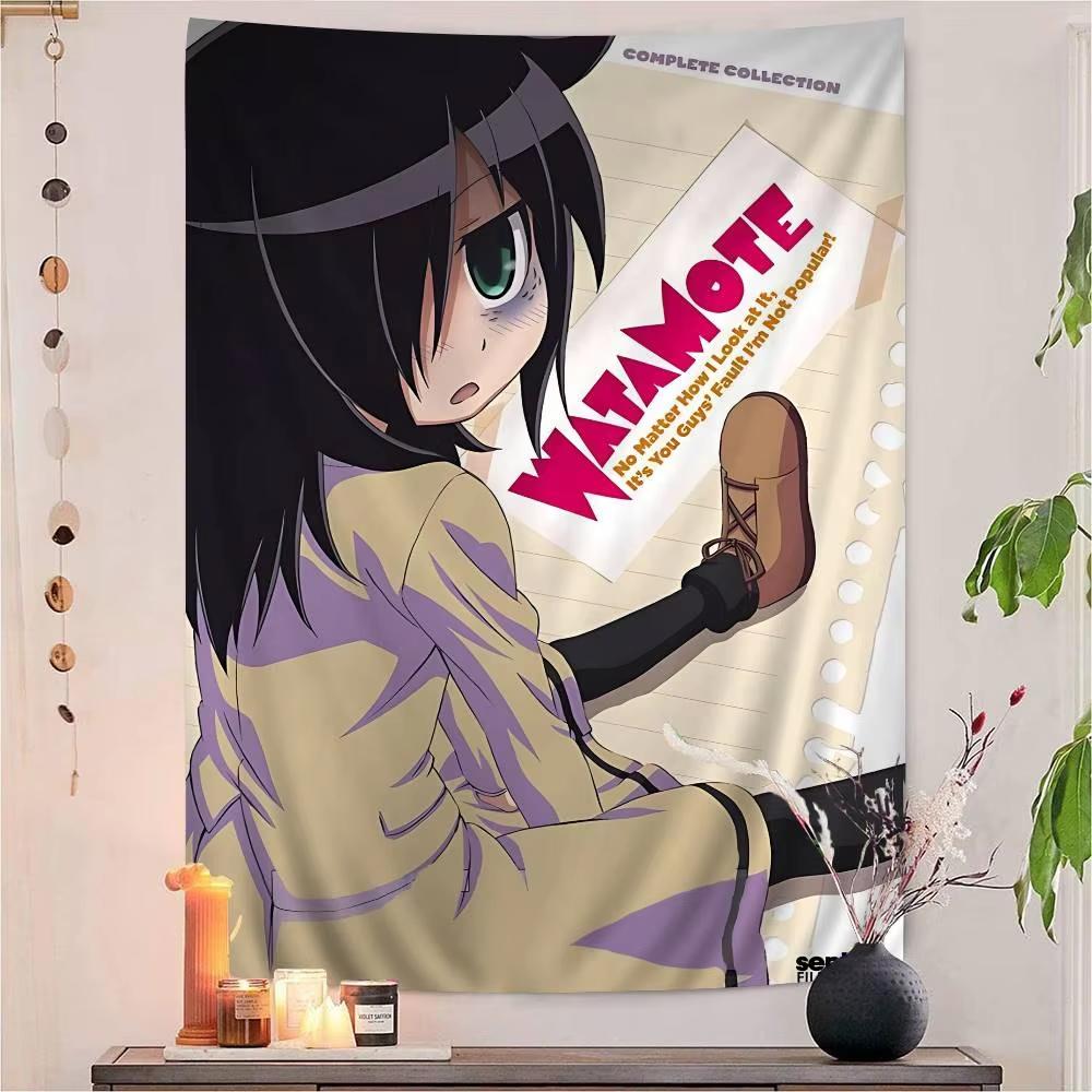 WataMote Anime Tapestry Tomoko Kuroki Colorful Wall Hanging Boho Mandala Wall Art for Home Bedroom Dorm Decor Flat Print