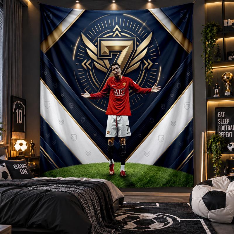Wall Hanging Tapestry Cristiano Ronaldo Print Cloth for Living Room Bedroom Home Decor