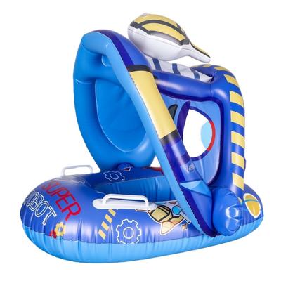 Baby Schwimmring mit Sonnenschutz, Aufblasbarer Schwimmring Abnehmbar zur Schwimmhilfe mit Schwimmsitz, Schwimmreifen Spielzeug Ab 6 Monaten