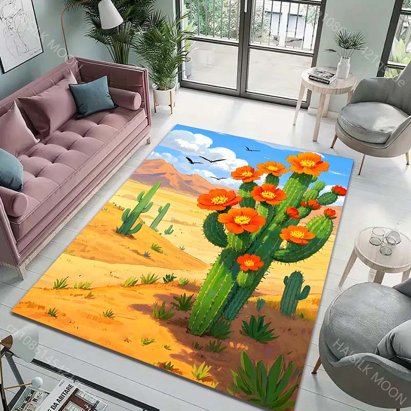 Desert Cactus Carpet for Living Room Bedroom Sofa Home Decor Non-slip Floor Mat Modern Rugs Creative Doormat Large Size