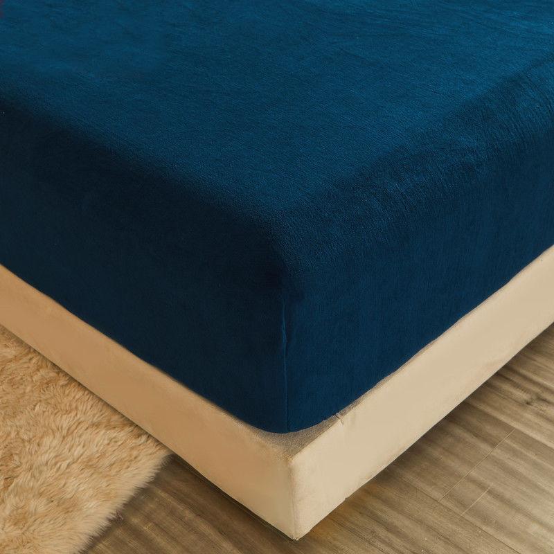 WOSTAR Winter warm plush fitted sheet elastic mattress cover fluffy flannel bed linens couple luxury double bed bedding 160x200
