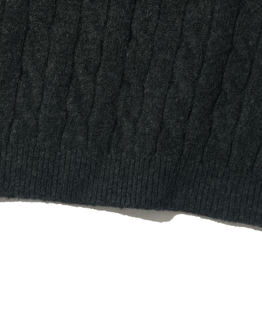 OTHERFITS Oversized Henley Neck Cable Knit (Black)