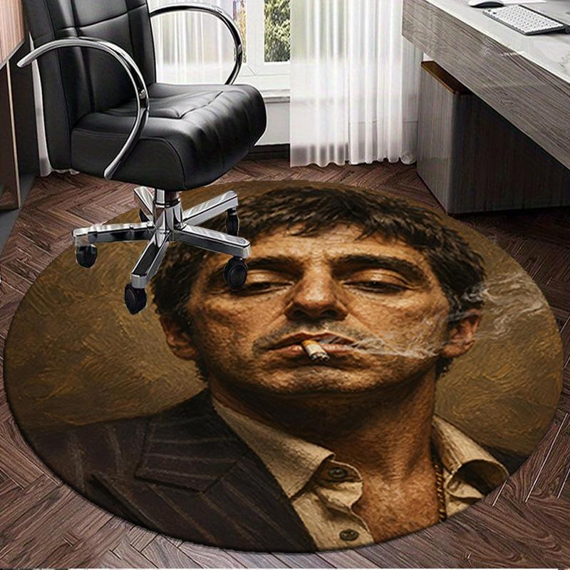 1PC Scar-face: World Is Yours Round Rug, Non-slip Chair Mat, Home Decor, Circle Carpet Perfect for Office, Bedroom, Living Room,Christmas gift