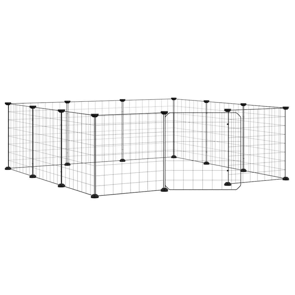 Vidaxl Pet Cage with Gate, 12 Panels, Black, 35X35 Cm, Steel