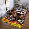 "Colorful Raccoons in Vibrant Floral Meadow Cartoon Design Rug" Suitable for use as an anti-slip for living room bedroom sofas
