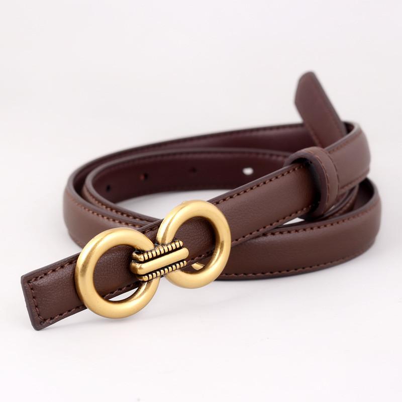 

Genuine Leather Womens Slim Belt For Dresses And Jeans With Smooth Buckle Perfect For Casual And Office Wear кавовий