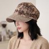 Tie-dye gradual change pleated pile hat women's autumn and winter retro short-brimmed newsboy hat lazy warm face cover cap
