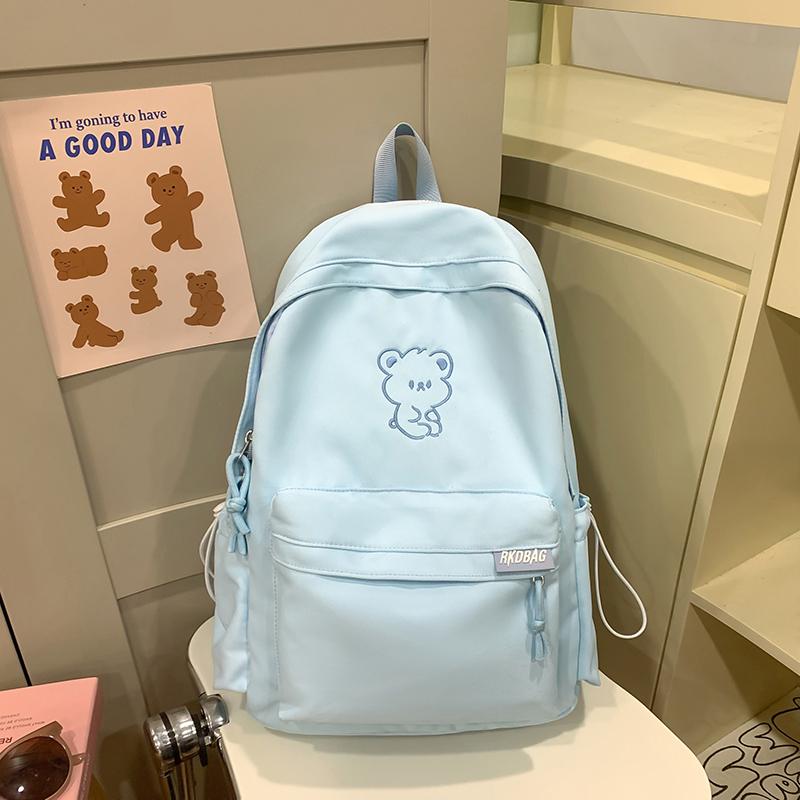 Tecknad Broderi Student Skolväska Dam Stor Kapacitet Ryggsäck