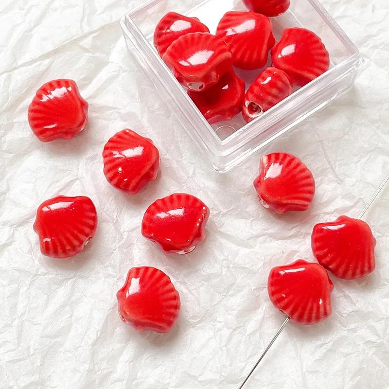 Z33 10pcs 10x12mm Shell Shaped Ceramic New Beads Multicolor Exquisite DIY Handmade Necklace Bracelet Jewelry Trend Accessories