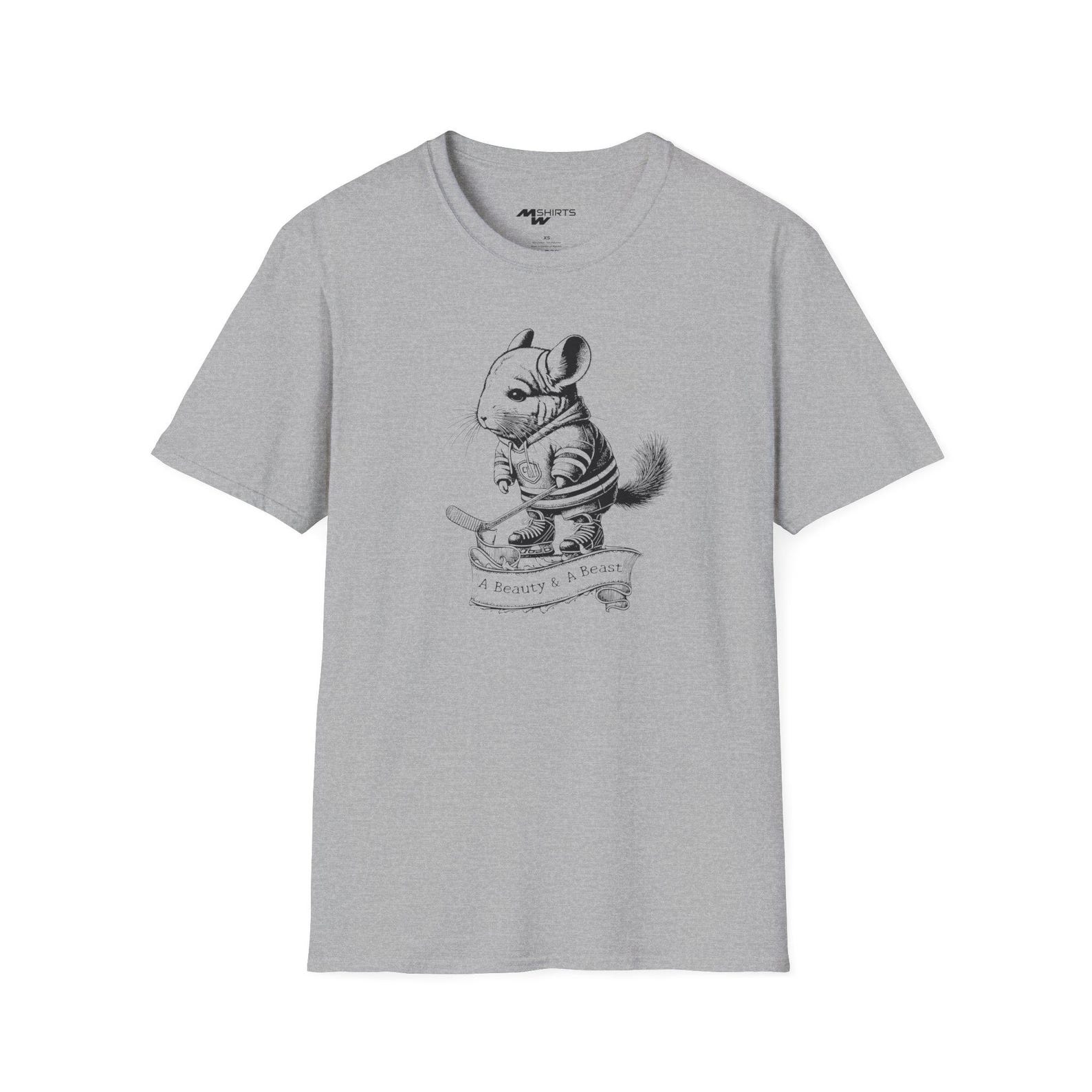 A Beauty and a Beast/ Ice Hockey Chinchilla T-Shirt/ Unisex Softstyle T-Shirt 3XL